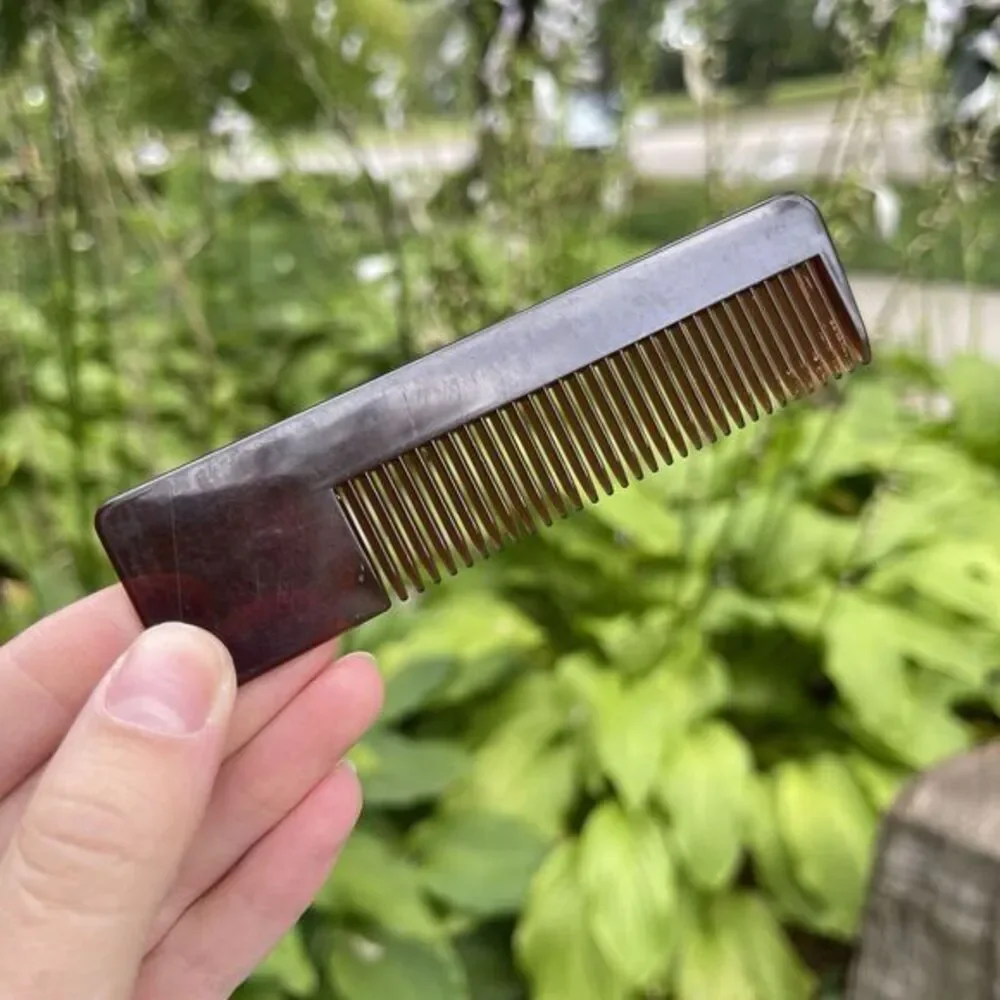 Vintage Hair Comb USA Lucite‎ Hard Plastic Tortoise Shell Print 6